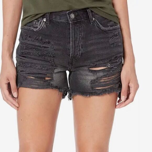 Free People, Maggie mid-rise, distressed jean shorts - Picture 1 of 5